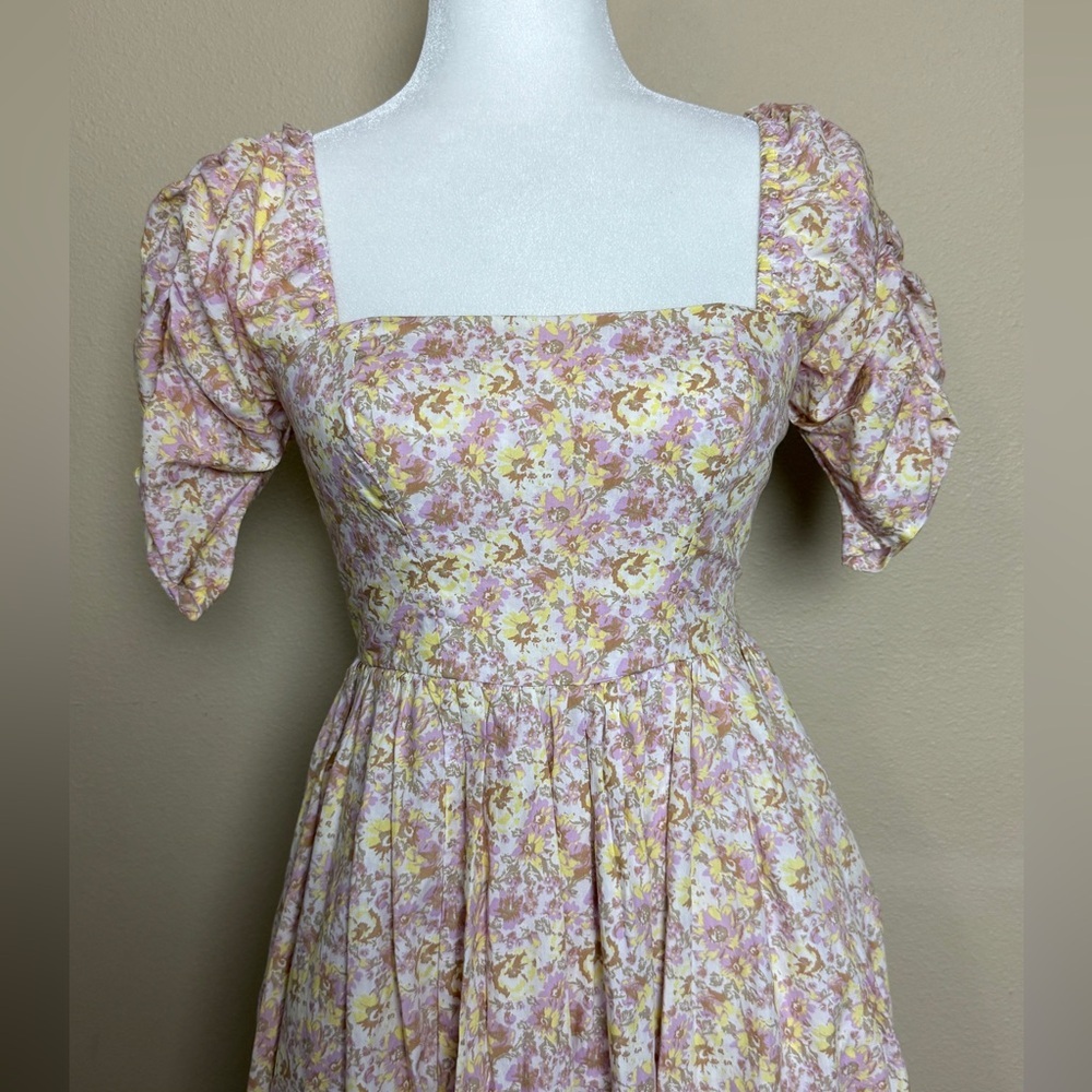 Free People She’s a Dream Floral Print Puff Sleeve Midi Dress Size 2 - Picture 6 of 15